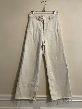 Zara Wide-Leg High-Rise Jeans - Off-White cream size 6